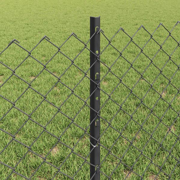 Maschendrahtzaun mit Pfosten 25 x 0,6 m PVC-beschichteter Stahl