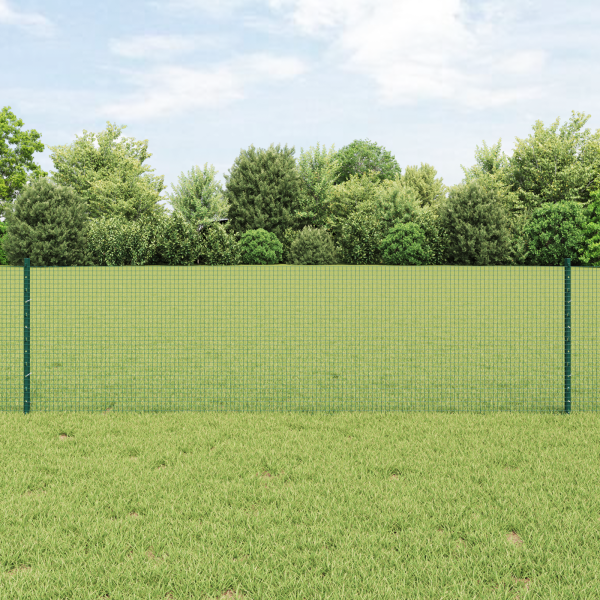 Geschweißter Drahtzaun mit Pfosten 100 x 0,6 m Grün Netz