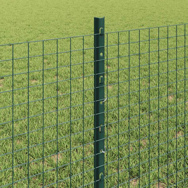 Geschweißter Drahtzaun mit Pfosten 100 x 0,6 m Grün Netz