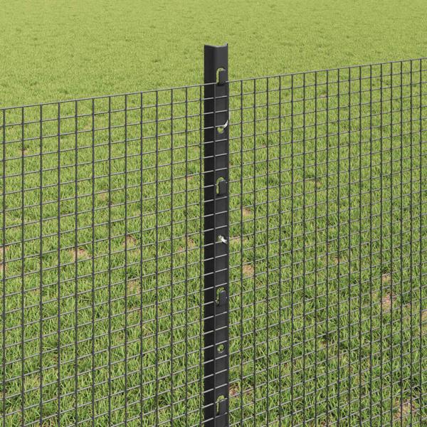 Geschweißter Drahtzaun mit Pfosten 50 x 0,8 m Grau Netz