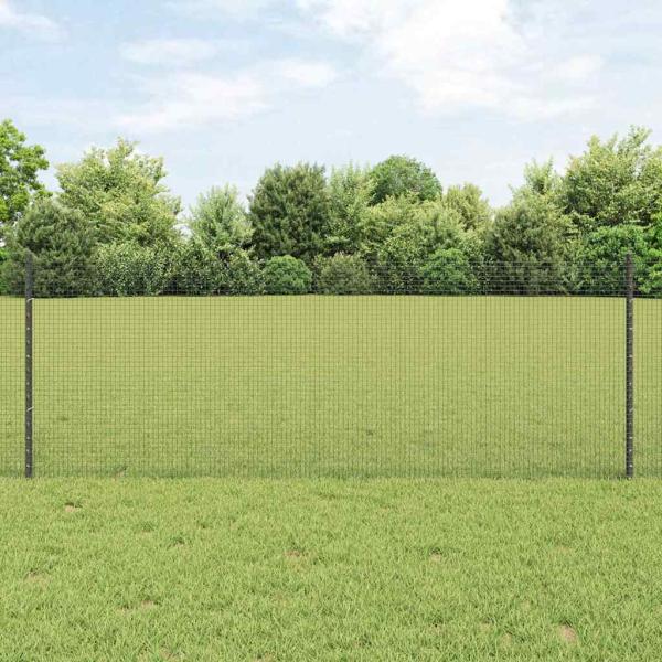 ARDEBO.de - Geschweißter Drahtzaun mit Pfosten 50 x 0,8 m Grau Netz