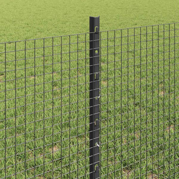 Zaun mit Pfosten Grau