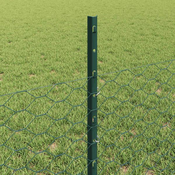 Sechseckzaun mit Pfosten 10 x 0,5 m PVC-beschichteter Stahl