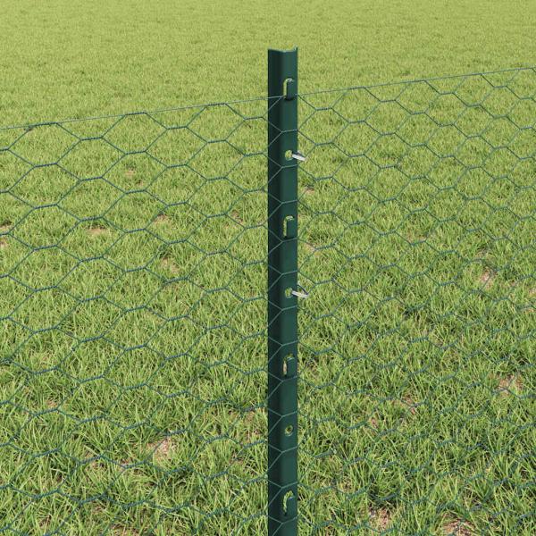 Sechseckzaun mit Pfosten 10 x 0,6 m PVC-beschichteter Stahl