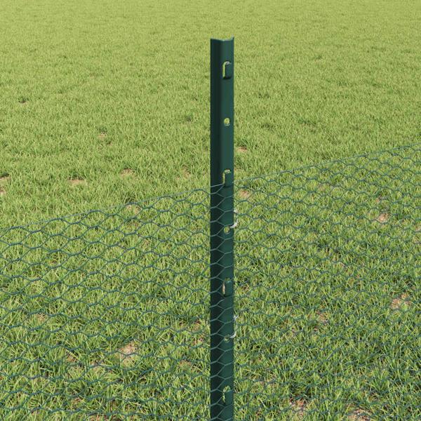 Sechseckzaun mit Pfosten 25 x 0,5 m PVC-beschichteter Stahl