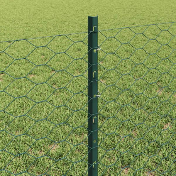 Sechseckzaun mit Pfosten 50 x 0,6 m PVC-beschichteter Stahl