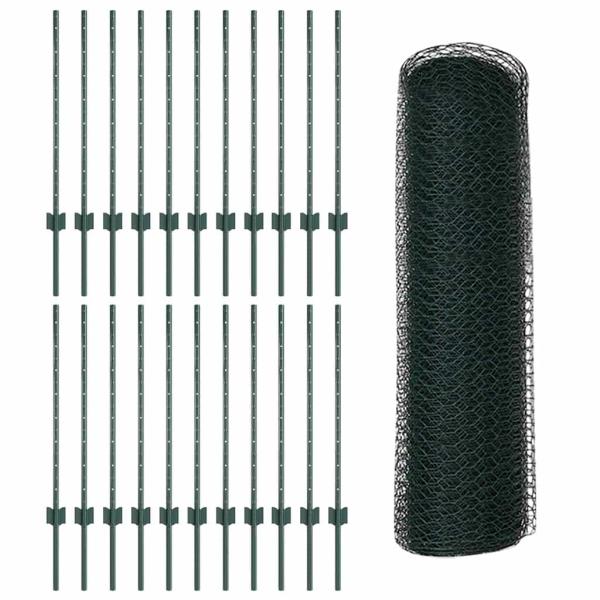 Sechseckzaun mit Pfosten 50 x 0,8 m PVC-beschichteter Stahl