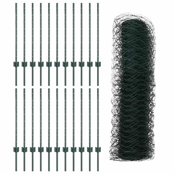 Sechseckzaun mit Pfosten 50 x 0,8 m PVC-beschichteter Stahl