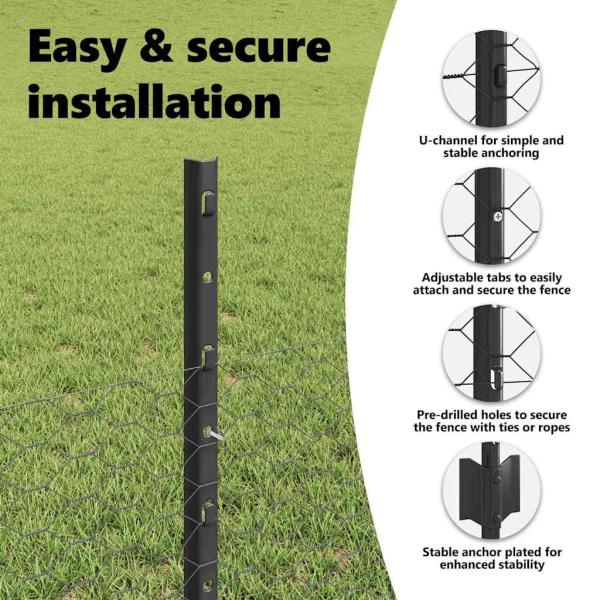 Sechseckzaun mit Pfosten 25 x 0,5 m PVC-beschichteter Stahl