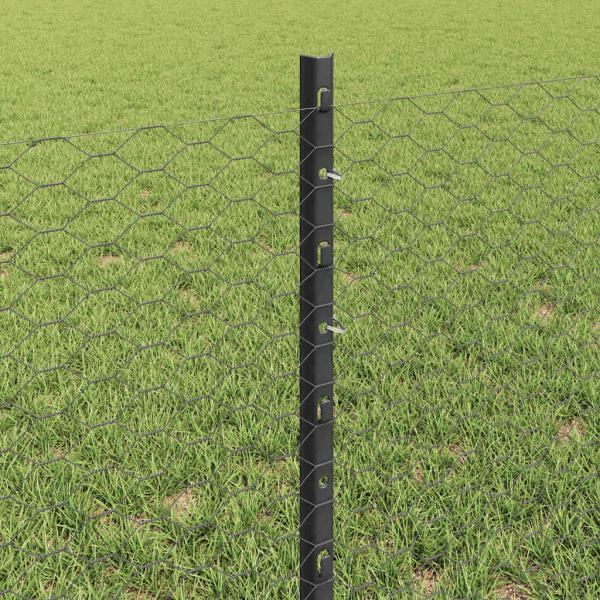 Sechseckzaun mit Pfosten 25 x 0,6 m PVC-beschichteter Stahl