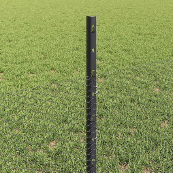 Sechseckzaun mit Pfosten 50 x 0,5 m PVC-beschichteter Stahl