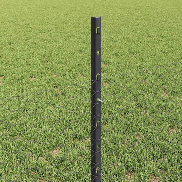 Sechseckzaun mit Pfosten 100 x 0,5 m PVC-beschichteter Stahl