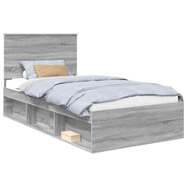 Bettrahmen Sonoma-Grau 100 x 200 cm Massives Kiefernholz