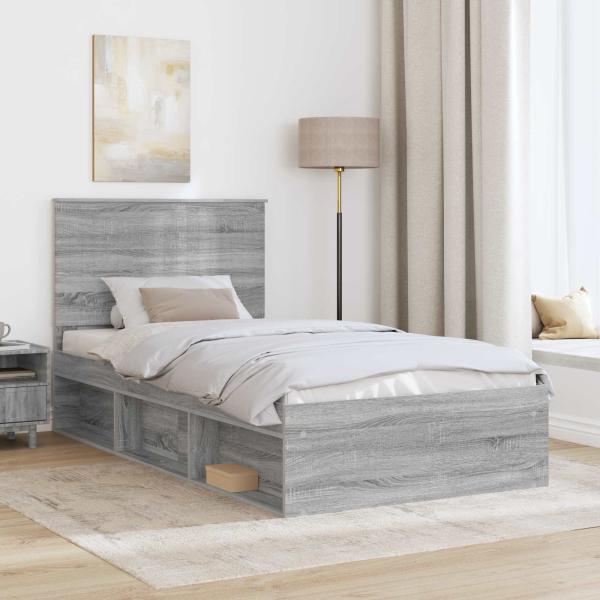 Bettrahmen Sonoma-Grau 100 x 200 cm Massives Kiefernholz