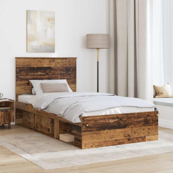 Bettrahmen Altholz 100 x 200 cm Massives Kiefernholz