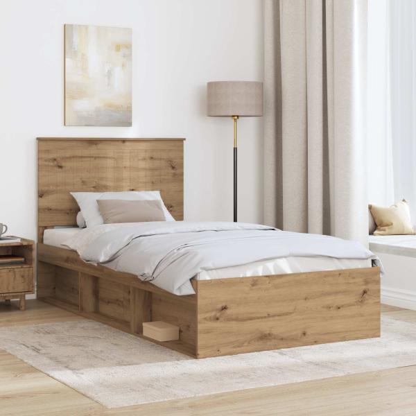 Bettrahmen mit Kopfteil Kunsthandwerk Eiche 100 x 200 cm