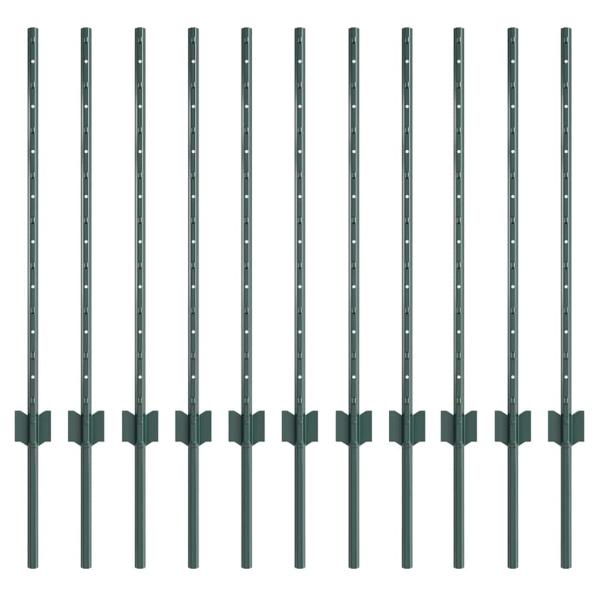 Eingebetteter Zaunpfosten 11 Stk. Grün 120 cm