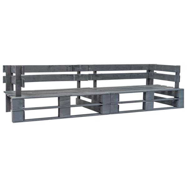2-tlg. Outdoor-Sofa-Set Paletten mit Kissen in Grau Kiefernholz