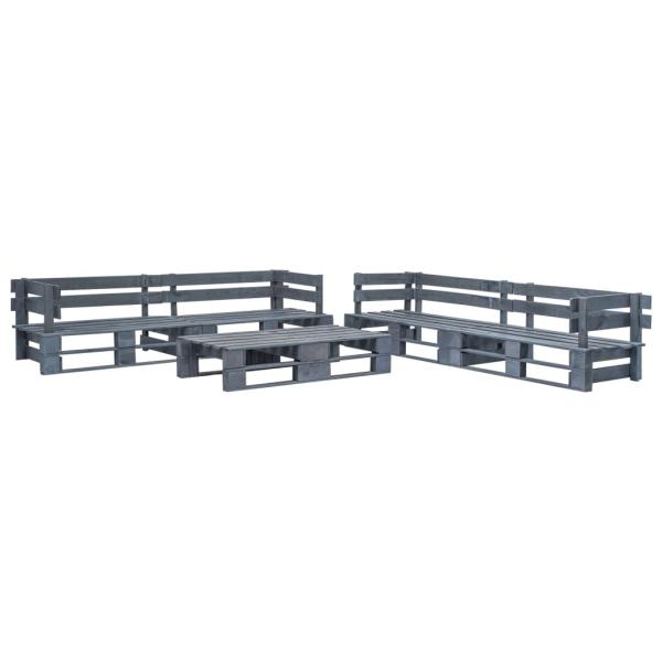 6-tlg. Outdoor-Lounge-Set Paletten mit Kissen in Grau Holz