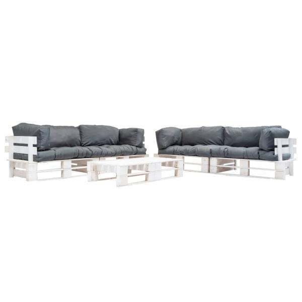 ARDEBO.de - 6-tlg. Paletten-Lounge-Set mit Kissen in Grau Holz