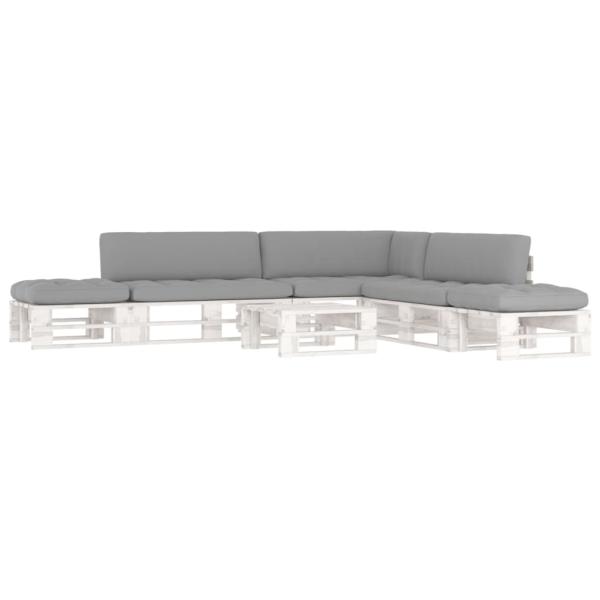 ARDEBO.de - 6-tlg. Paletten-Lounge-Set Weiß Imprägniertes Kiefernholz