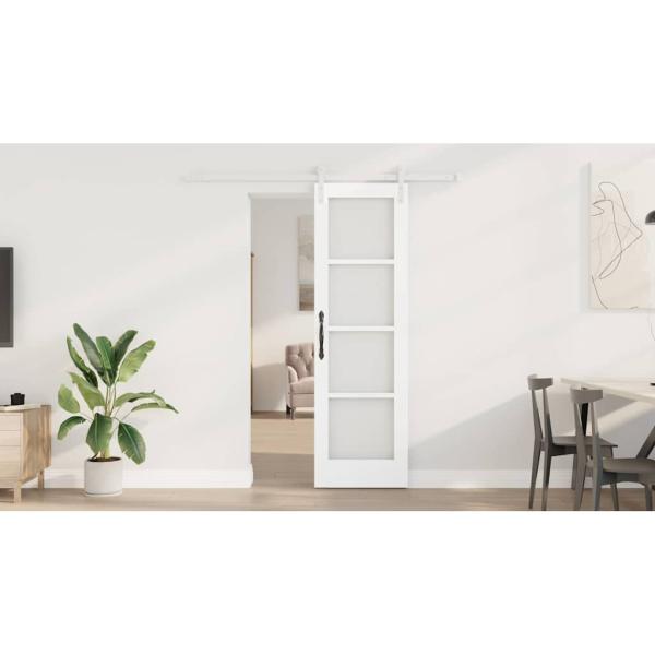 Schiebetür ORKDAL Weiß 61 x 198,5 cm Massivholz Kiefer und Glas