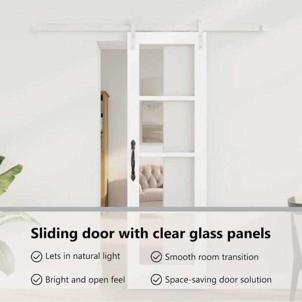 Schiebetür ORKDAL Weiß 61 x 198,5 cm Massivholz Kiefer und Glas