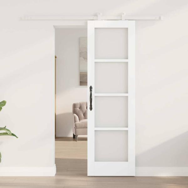 Schiebetür ORKDAL 61 x 198,5 cm Massivholz Kiefer und Glas Weiß