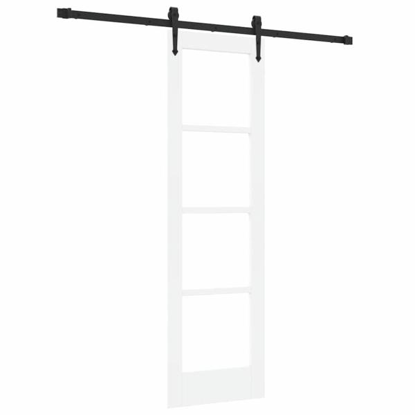 Schiebetür 61 x 198,5 cm Massivholz Kiefer und Glas Weiß