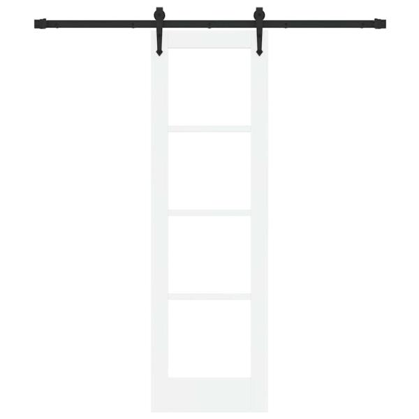 Schiebetür 61 x 198,5 cm Massivholz Kiefer und Glas Weiß