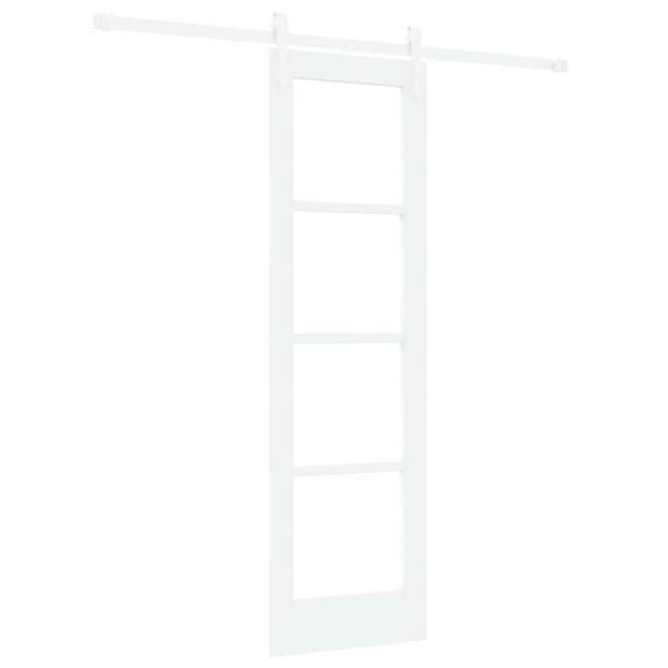 Schiebetür 61 x 198,5 cm Massivholz Kiefer und Glas Weiß