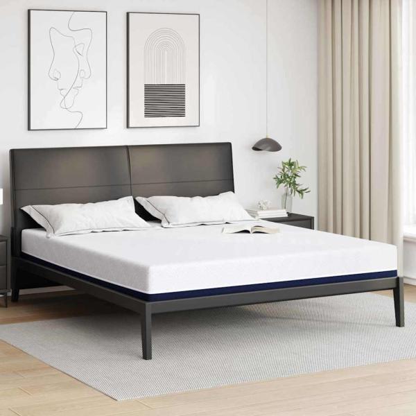 ARDEBO.de - Matratze Weiß und Blau 200 x 200 cm Jacquard-Stoff