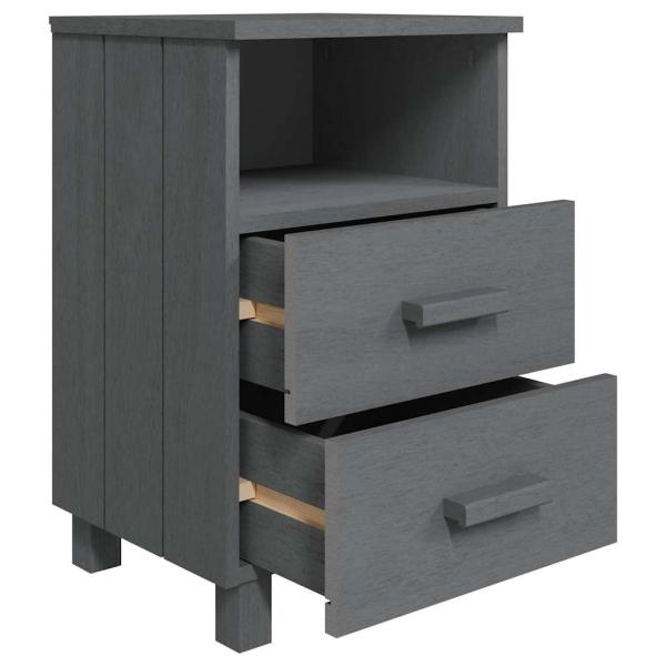 Nachttisch HAMAR Dunkelgrau 40x35x62 cm Massivholz Kiefer