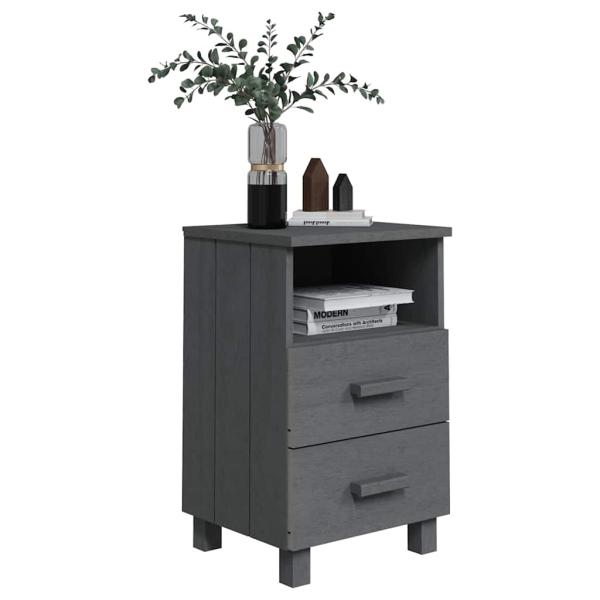 Nachttisch HAMAR Dunkelgrau 40x35x62 cm Massivholz Kiefer
