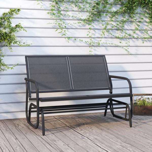 ARDEBO.de - Garten-Schaukelbank Schwarz 120,5x76x86,5 cm Textilen & Stahl