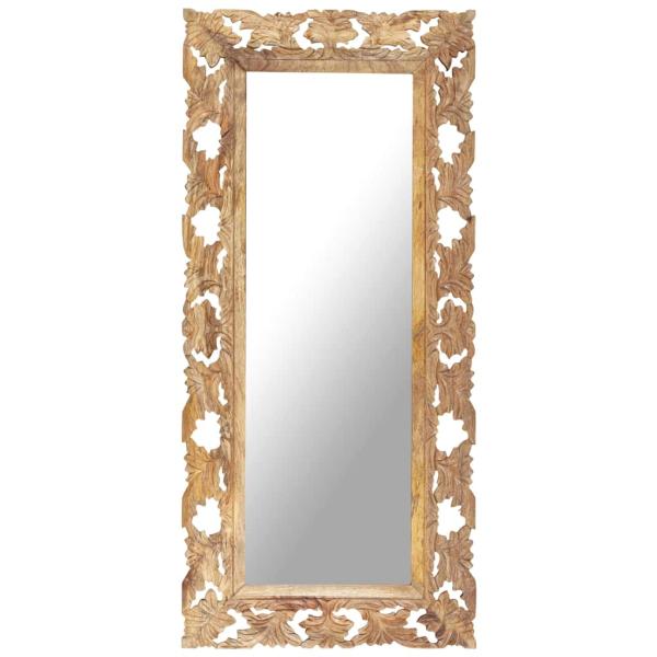 ARDEBO.de - Spiegel Handgeschnitzt Braun 110x50 cm Massivholz Mango
