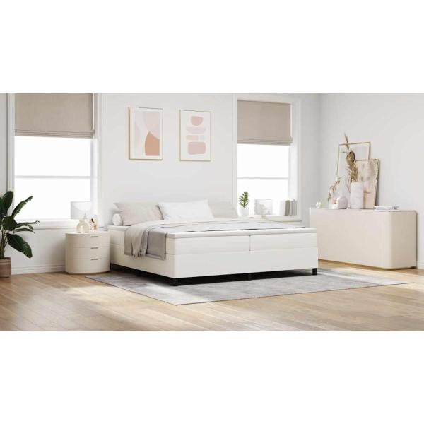 Boxspringbett Creme und Weiß 200 x 200 cm Cordstoff