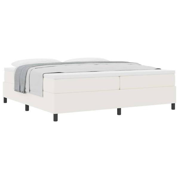 Boxspringbett Creme und Weiß 200 x 200 cm Cordstoff