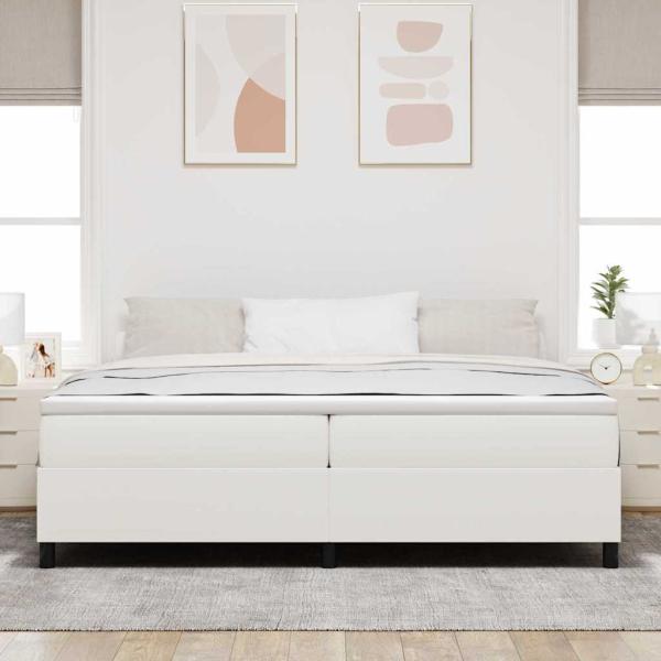 Boxspringbett Creme und Weiß 200 x 200 cm Cordstoff