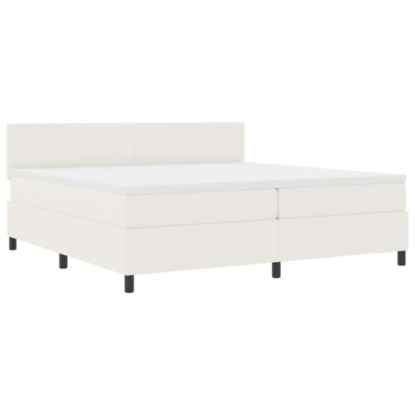 LED Boxspringbett Creme und Weiß 200 x 200 cm Cordstoff
