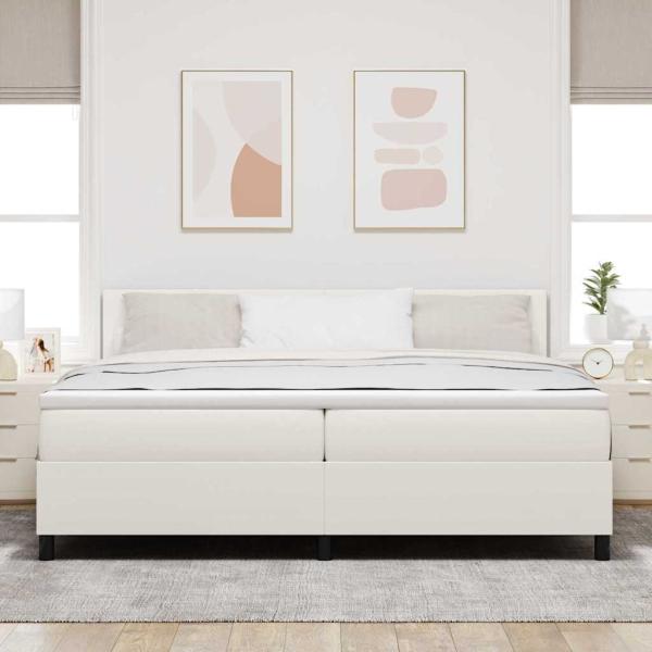 LED Boxspringbett Creme und Weiß 200 x 200 cm Cordstoff