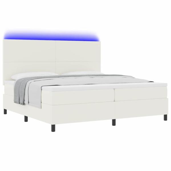 LED Boxspringbett Creme und Weiß 200 x 200 cm Cordstoff