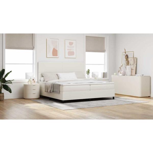 LED Boxspringbett Creme und Weiß 200 x 200 cm Cordstoff
