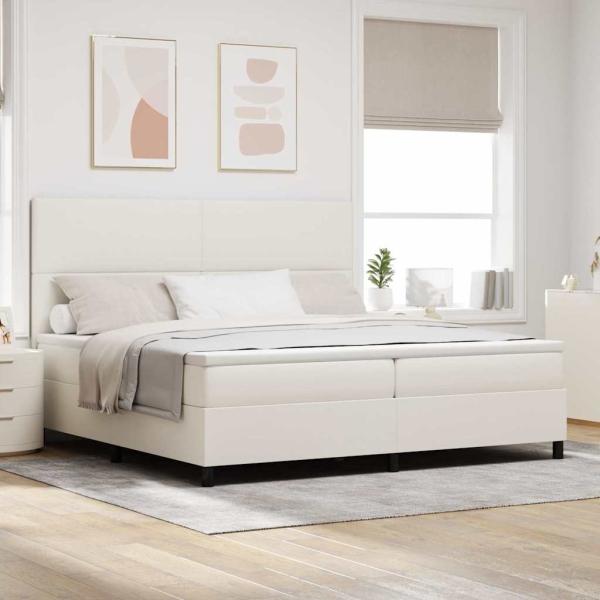 LED Boxspringbett Creme und Weiß 200 x 200 cm Cordstoff