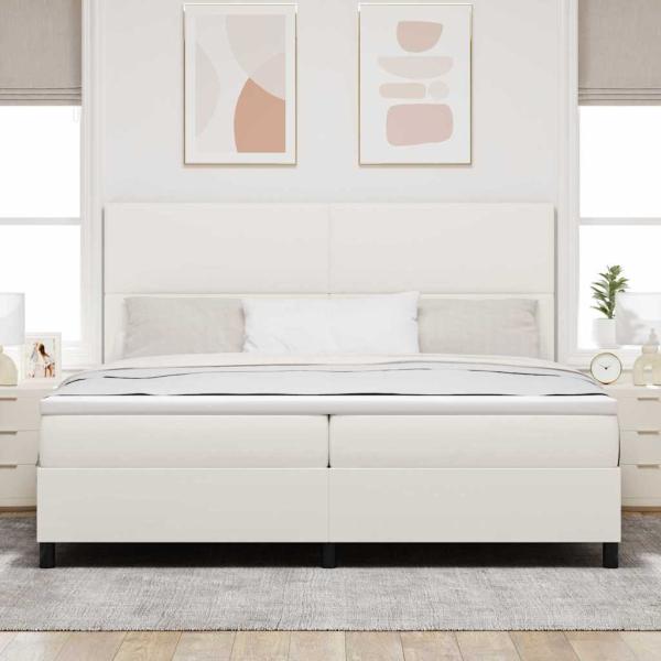 LED Boxspringbett Creme und Weiß 200 x 200 cm Cordstoff