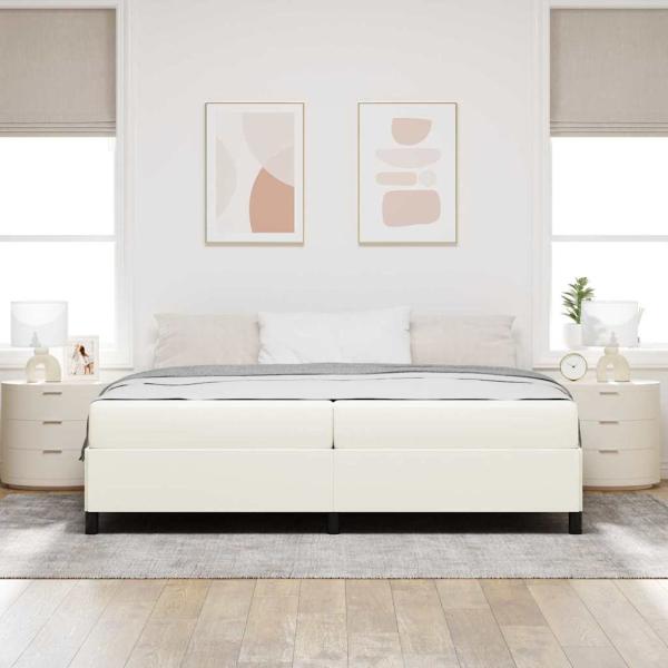 Bettrahmen mit Matratze Creme 200 x 200 cm Stoff