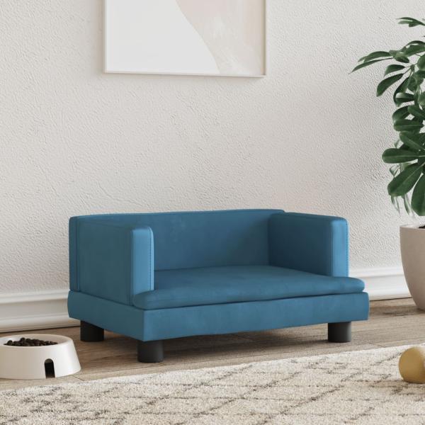 ARDEBO.de - Hundebett Blau 60x40x30 cm Samt