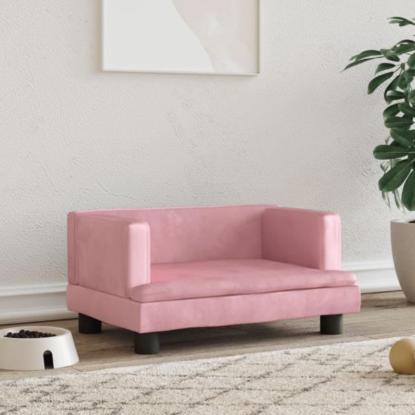 ARDEBO.de - Hundebett Rosa 60x40x30 cm Samt
