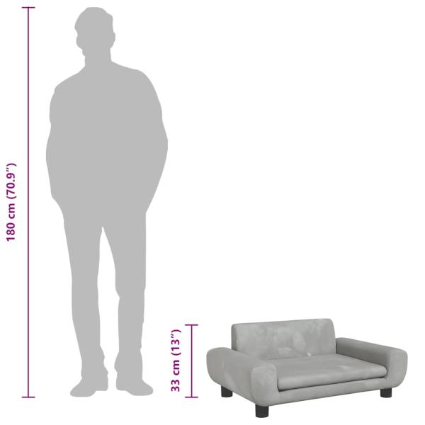 Hundebett Hellgrau 70x45x33 cm Samt