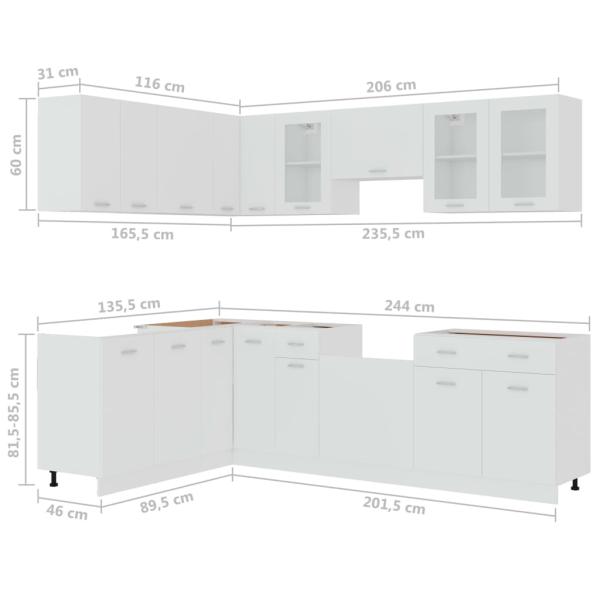11-tlg. Küchenzeile Lyon Weiß Holzwerkstoff